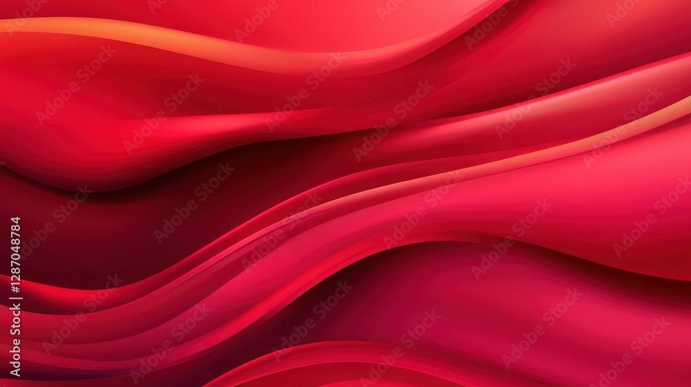 Εκτύπωση καμβά A striking image featuring a vivid red neon gradient with blood dark pink waves, perfect for trendy designs and fashion