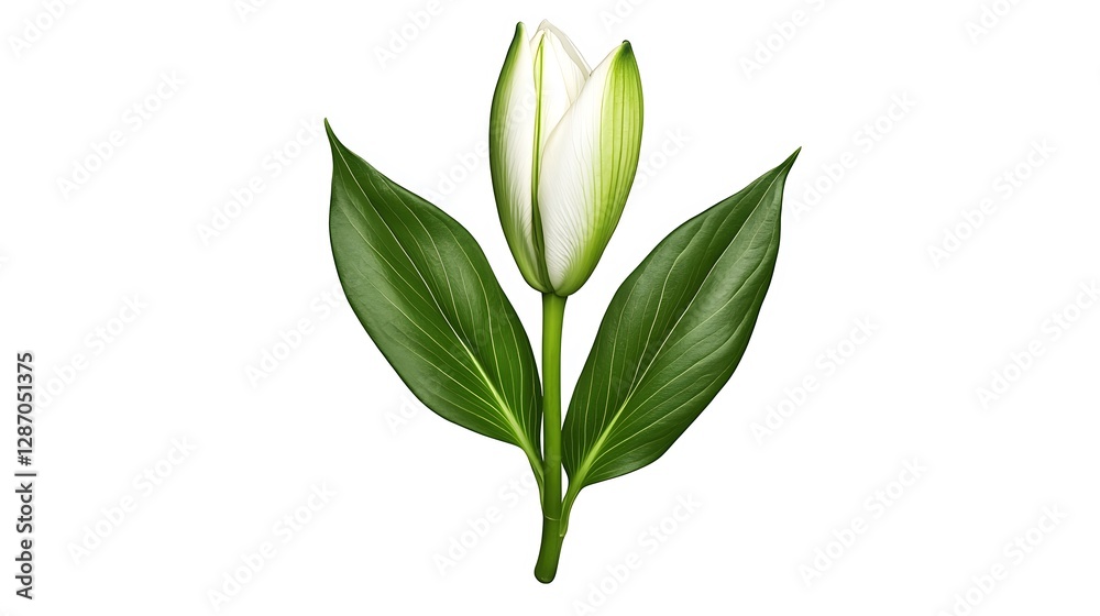Unfurling White Tulip: Botanical Digital Illustration AI Generated Unfurling White Tulip: Botanical Digital Illustration AI Generated