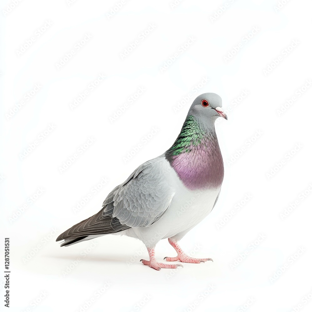 A graceful dove perched against a white backdrop, symbolizing peace and tranquility in its poised elegance. A graceful dove perched against a white backdrop, symbolizing peace and tranquility in its poised elegance.