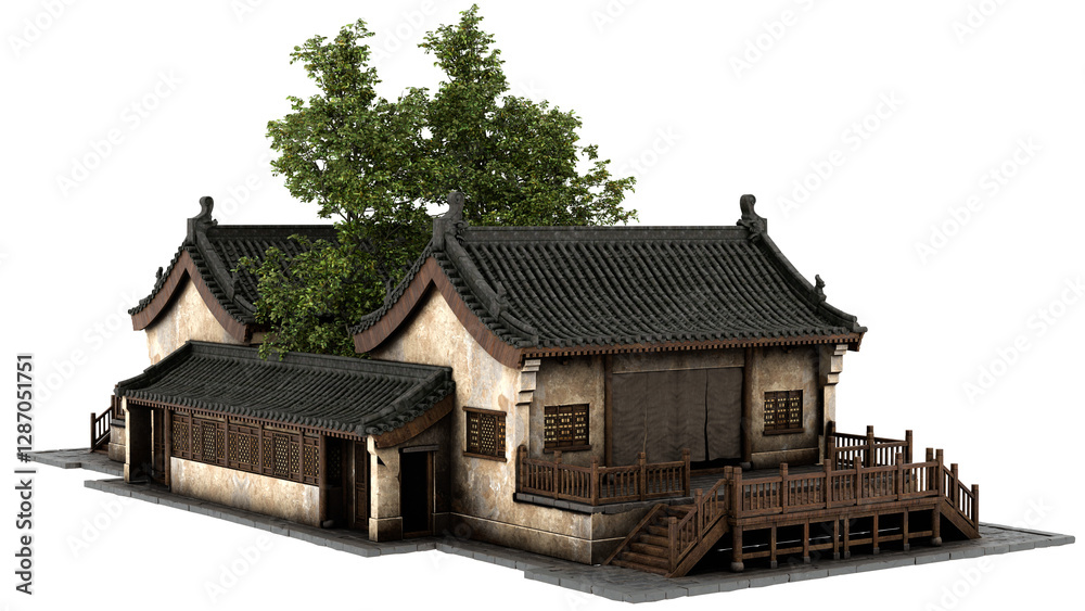 3d render traditional asian house with transparent background 3d render traditional asian house with transparent background