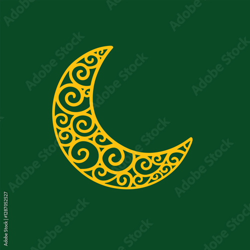 patterned golden crescent moon