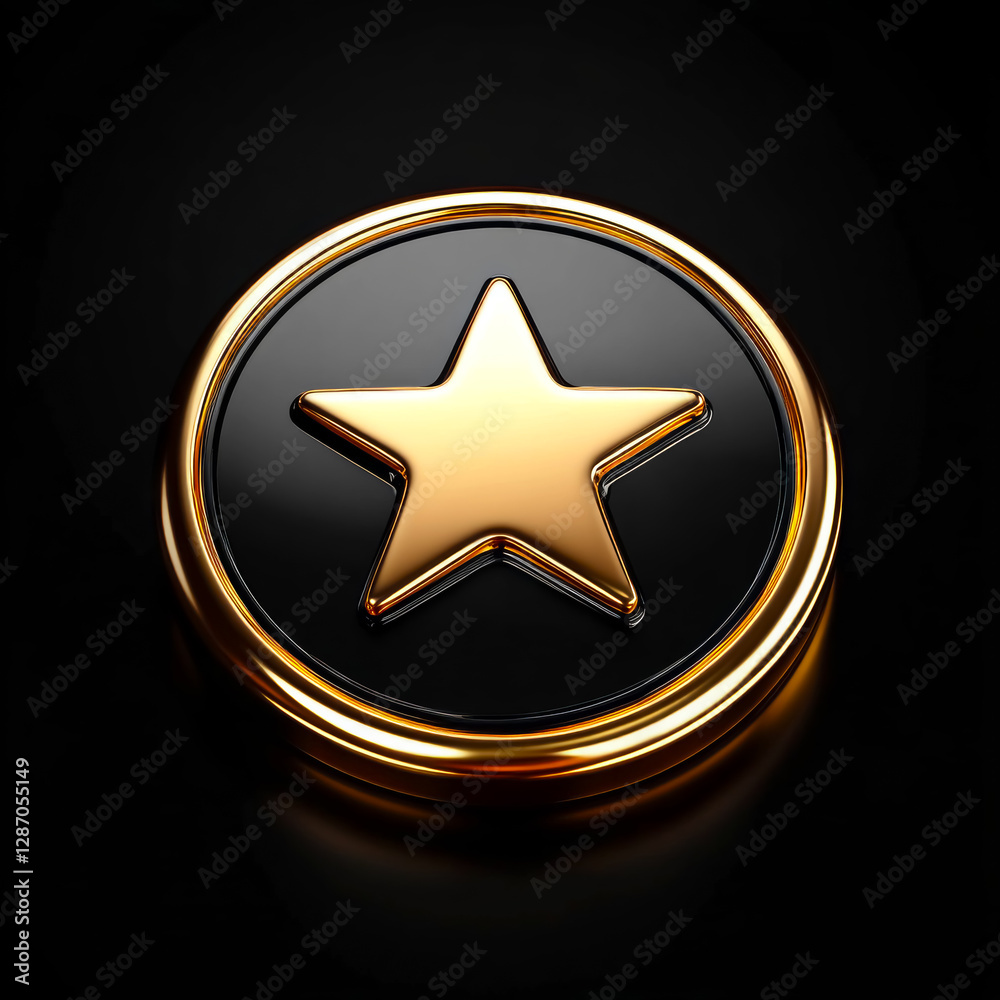 Golden 3D rendered star icon on a sleek black backdrop representing the concept of reviews and ratings in a modern digital context
