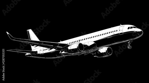 Monochromatic Airplane Illustration