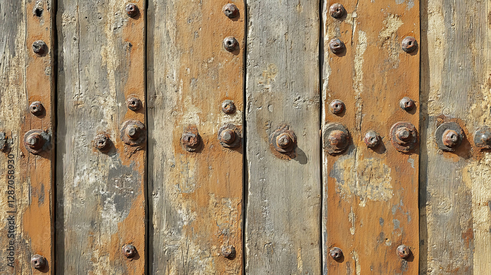 Rustic wooden texture with embedded metal screws for industrial design Rustic wooden texture with embedded metal screws for industrial design