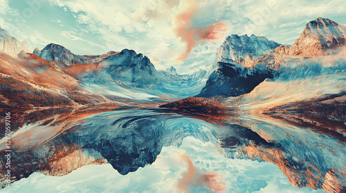 A surreal landscape painting where mountains and rivers float in midair bending reality.