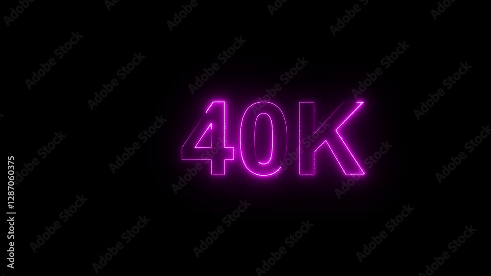Glowing neon line with 40k Ultra HD video technology icon isolated on black background 40K subscribers modern animation banner design Glowing neon line with 40k Ultra HD video technology icon isolated on black background 40K subscribers modern animation banner design