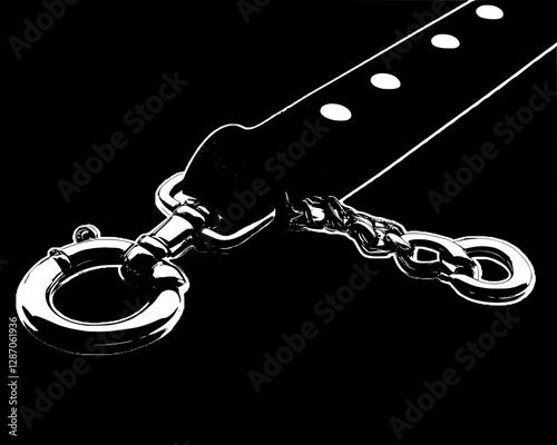 Sleek Black Leather Dog Leash with Metal Accents