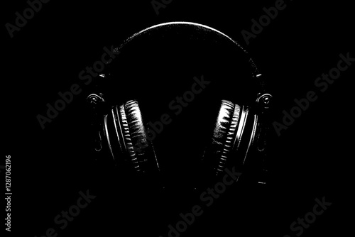 Stylish Black Headphones on Black Background