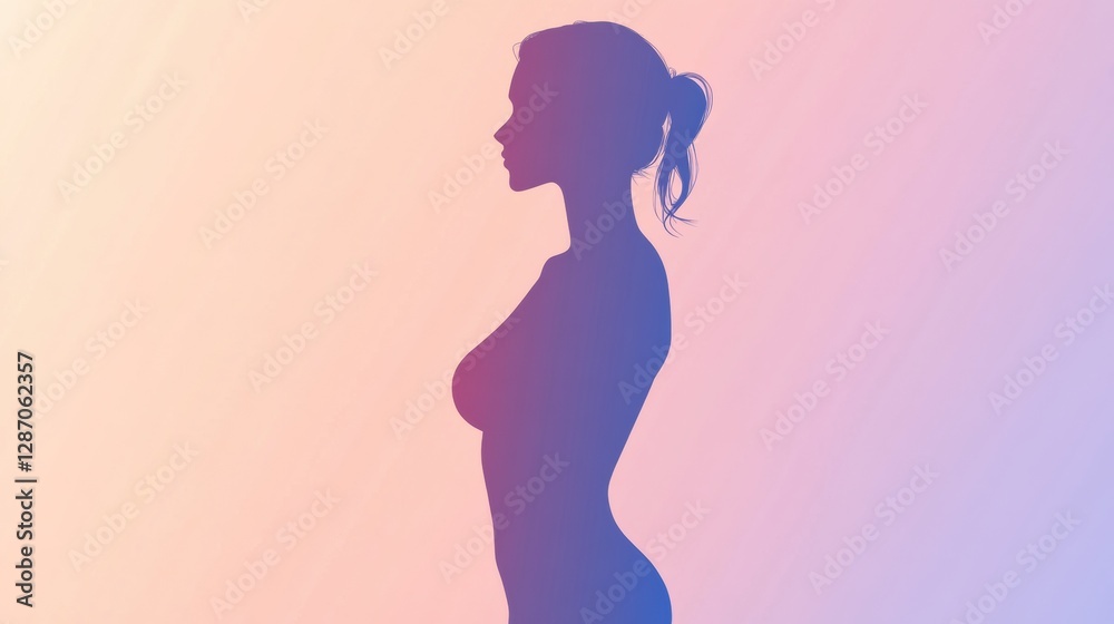 Exploring the essence of femininity through a minimalist silhouette emphasizing the waistline and graceful curves. Generative AI Exploring the essence of femininity through a minimalist silhouette emphasizing the waistline and graceful curves. Generative AI