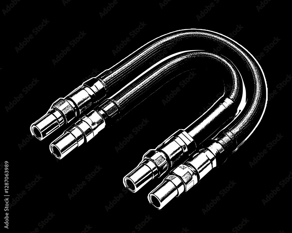 Naklejka premium Double Black and Gold Connectors for High-Tech Equipment