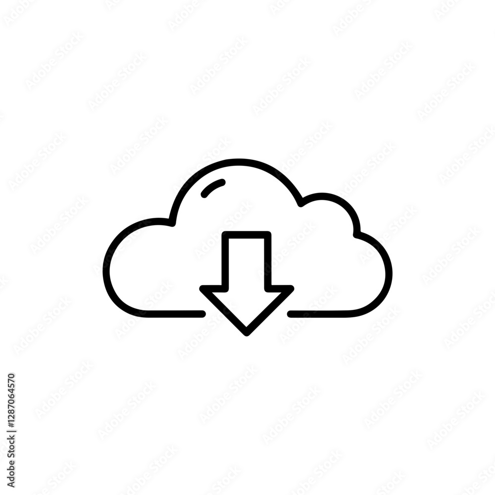 Cloud Storage Service Thin Line Icon - Digital Data Backup, Secure Cloud Computing Cloud Storage Service Thin Line Icon - Digital Data Backup, Secure Cloud Computing