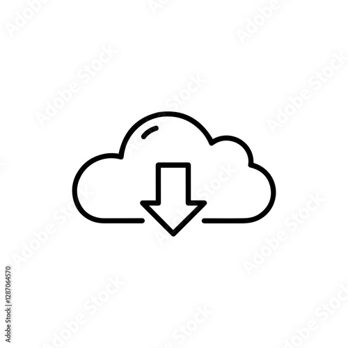 Cloud Storage Service Thin Line Icon - Digital Data Backup, Secure Cloud Computing