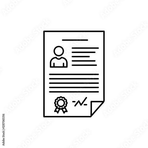 Minimal Flat Thin Line Icon Representing Employment Contract, Legal Agreement, and Hiring Process