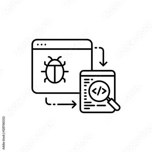 Flat Error Debugging Icon Representing Bug Fixing, Software Engineering, and Coding Errors