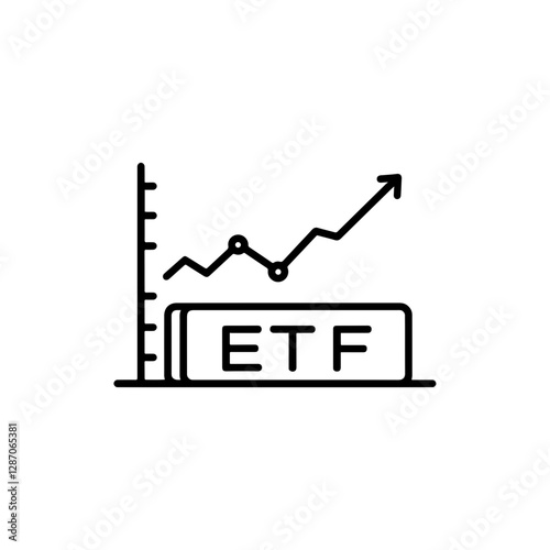 ETF Trading Flat Thin Line Icon â€“ Exchange-Traded Fund and Stock Market Symbol