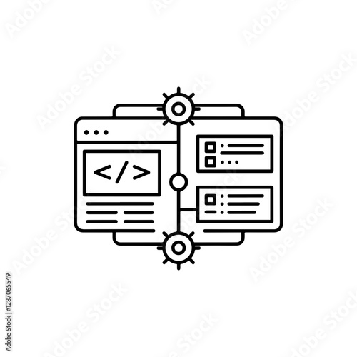 Frontend Framework Thin Line Icon for Web Development and UI Design