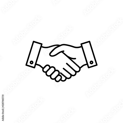 Business Handshake Icon â€“ Minimal Thin Line Agreement and Corporate Partnership Symbol