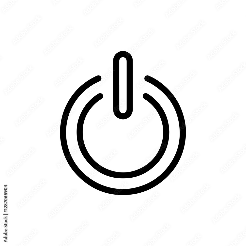 Thin Line Power Button Icon for Electronics, Devices, and Energy Control Thin Line Power Button Icon for Electronics, Devices, and Energy Control