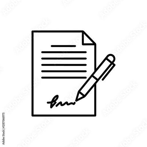 Work Contract Signing Icon - Employment Agreement, Legal Document, Job Offer, HR Policy