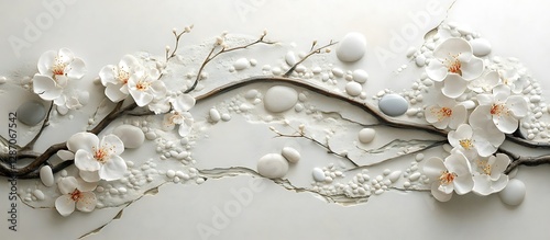 White Flowers & Stones Arrangement