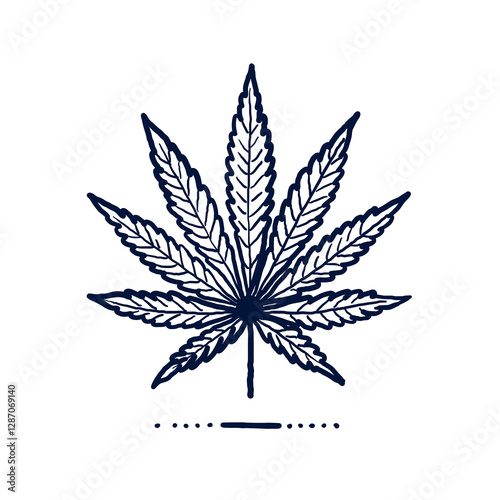Vector illustration of a cannabis leaf. Isolated stock image ideal for medical, botanical, and organic product designs, symbolizing hemp, CBD, and natural remedies. Hemp plant