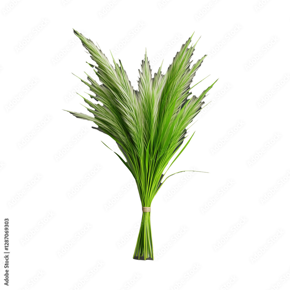 Obraz premium Lush green pampas grass bouquet on transparent background