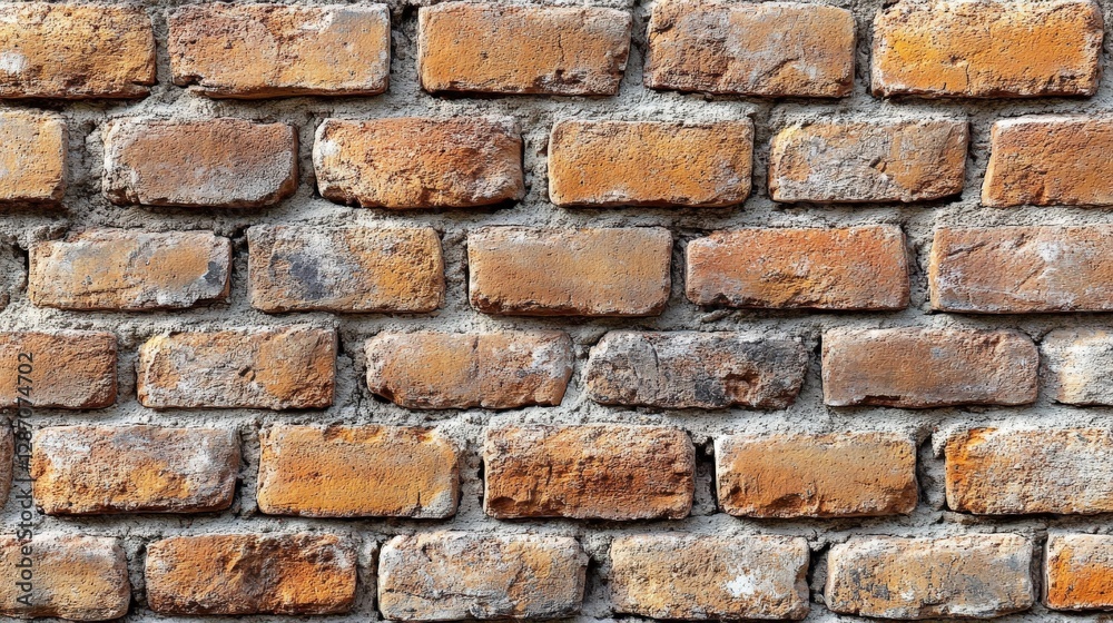 Obraz premium Front view of a bullnose brick wall highlighting traditional craftsmanship
