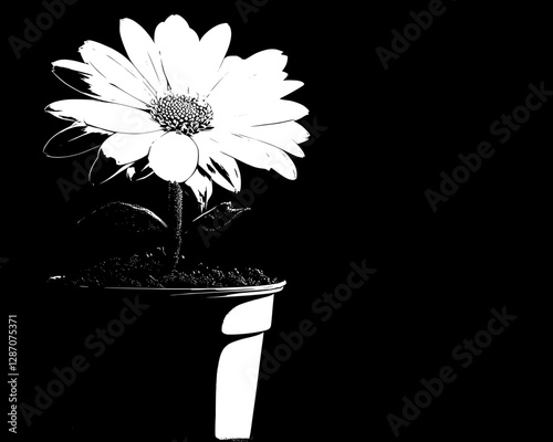 Stunning Black and White Flower in Pot