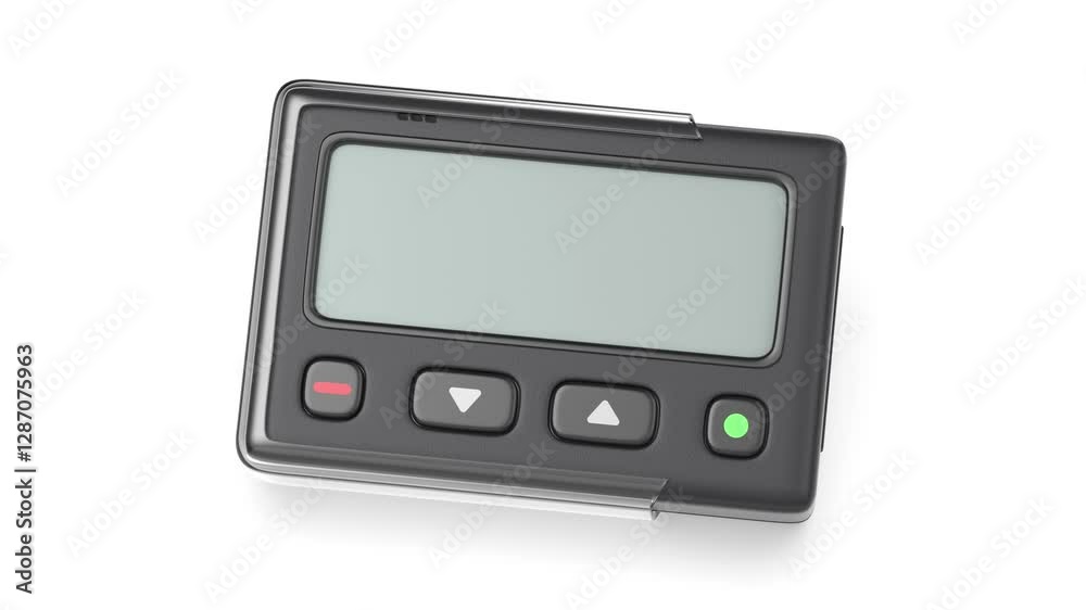 Black pager with blank screen on white background Black pager with blank screen on white background