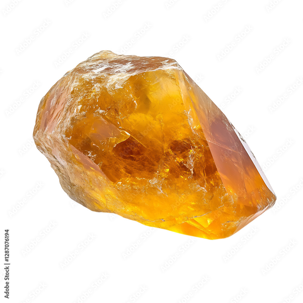 A Smooth Citrine Stone Radiant Yellow Isolated on Transparent Background