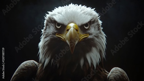Majestic bald eagle on dark background