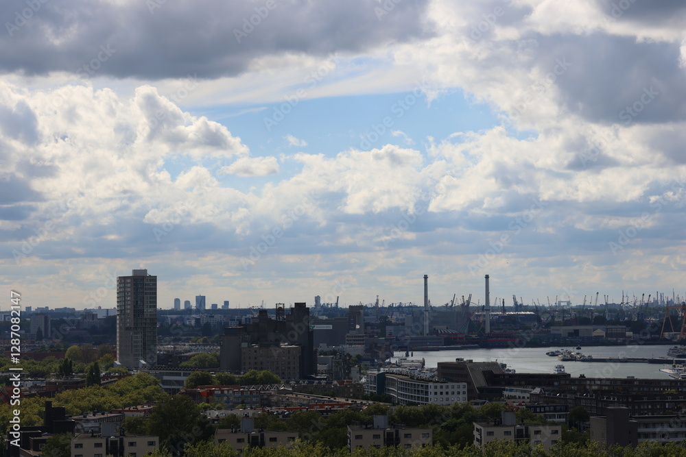 Vibrant Daytime Views of Rotterdam – Bustling Cityscape and Modern Architecture Vibrant Daytime Views of Rotterdam – Bustling Cityscape and Modern Architecture