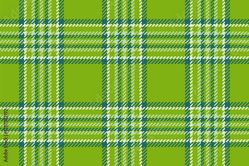 Mix textile background pattern, napkin fabric texture check. Glamour plaid tartan seamless vector in lime and teal colors.