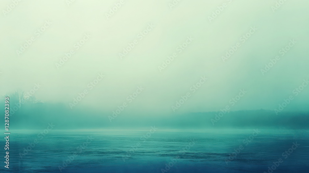 Fototapeta premium Ethereal Lake Scene: Misty Waters and Distant Shoreline in Serene Hues