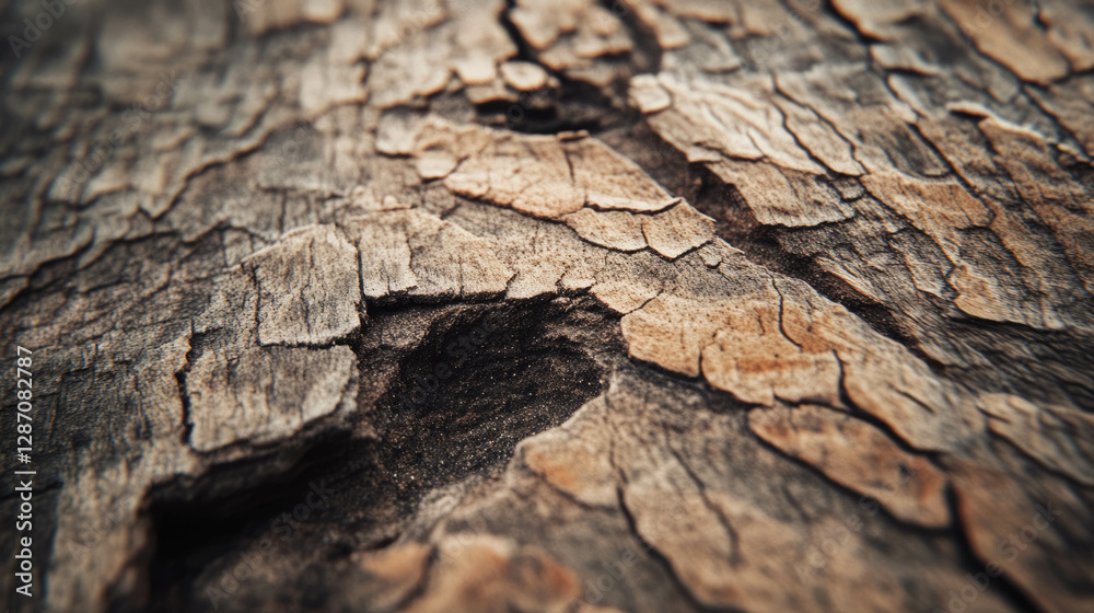 Rustic detail of raw maple bark with rough texture for nature design and backgrounds