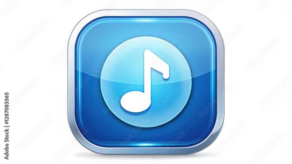 Blue Music Note Button Icon Blue Music Note Button Icon