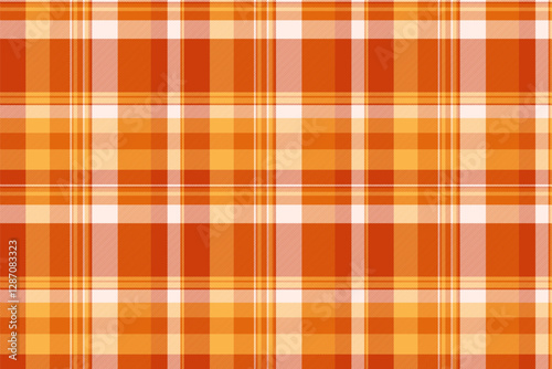 Layered pattern textile vector, kitchen background fabric tartan. Part plaid texture seamless check in orange and amber colors.