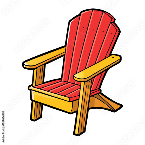 Adirondack Chair Vector Illustration – Clipart, Cartoons & Line Art Design, Adirondack chair vector illustration in clipart, cartoon, and line art styles, perfect for digital use.