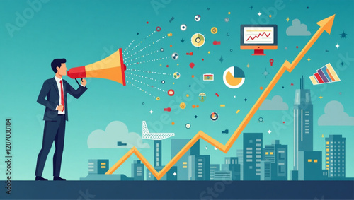 Businessman Exploring Emerging Trends and Market Opportunities for Business Growth in 2023