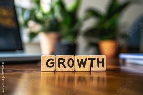 Wooden Blocks Spelling Growth Word Business Concept Success Strategy Development Planning Future Progress Growth Mindset Increase Expansion           