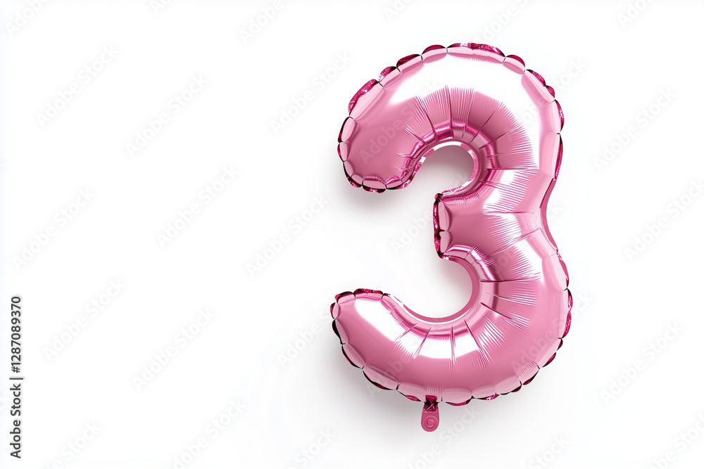 Number 3 foil balloon isolated on a white background Number 3 foil balloon isolated on a white background