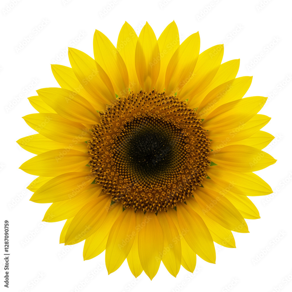 Fototapeta premium A close-up image of a vibrant sunflower isolated on transparent background, PNG File 
