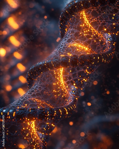 Artistic close up of DNA replication glowing helicase unzipping strand vibrant cinematic lighting ultra realistic molecular detail symmetrical golden ratio layout flawless proportion highly detailed