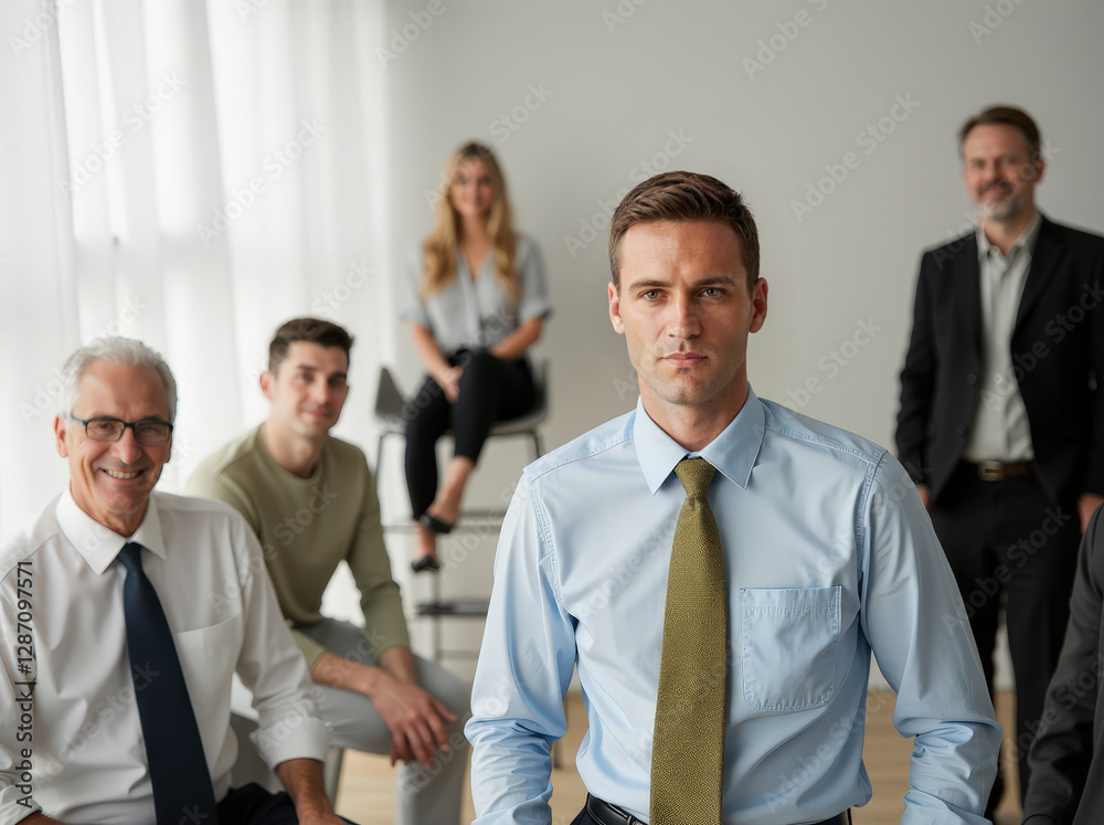 A group of business professionals posing in a bright workplace representing teamwork, confidence, and collaboration with clarity and focus. A group of business professionals posing in a bright workplace representing teamwork, confidence, and collaboration with clarity and focus.