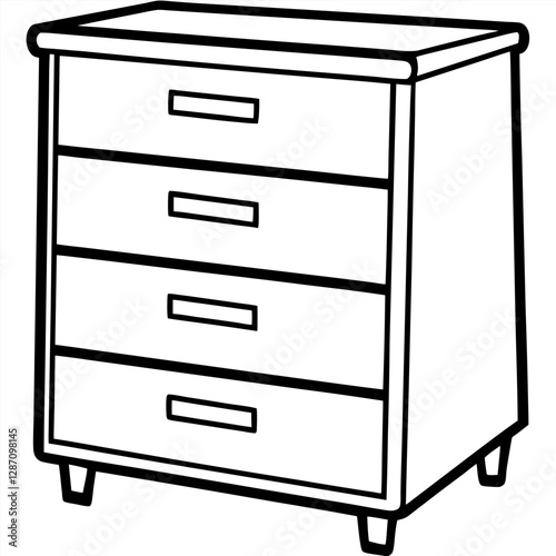 Furniture Filing Cabinet Vector Illustration – Clipart, Line Art & Cartoon Design, Filing cabinet vector clipart – cartoon, line art, and detailed illustration for office or home use.