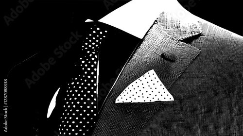 Formal Business Suit with Tie and Pocket Square