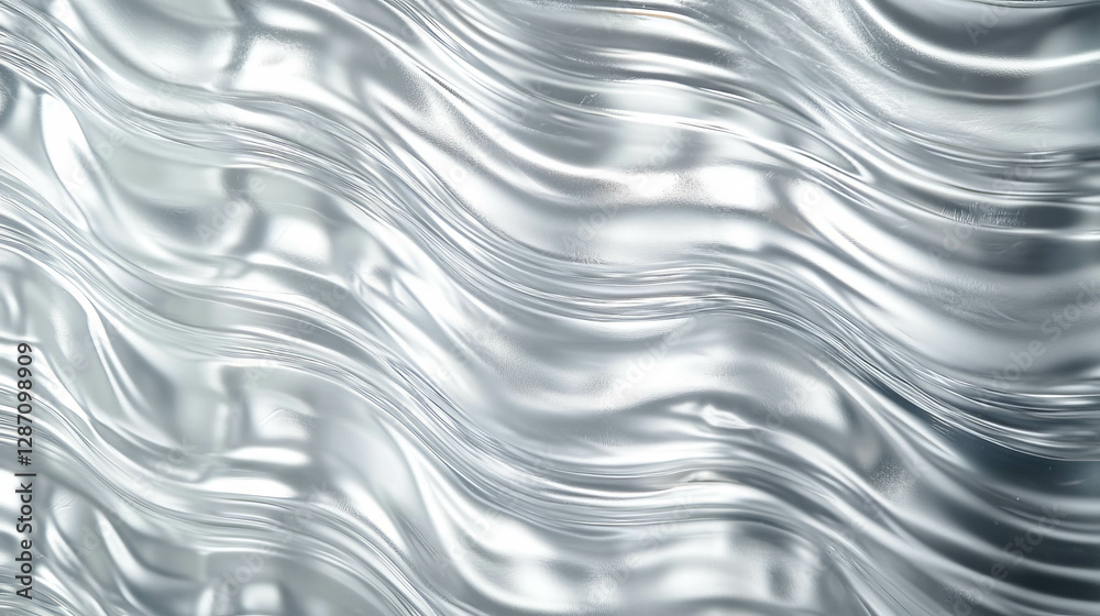 Obraz premium Wavy transparent glass texture with horizontal ribbed surface for design