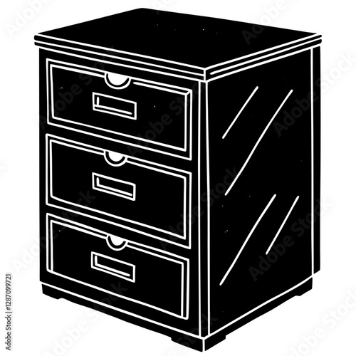 Furniture Filing Cabinet Vector Illustration – Clipart, Line Art & Cartoon Design, Filing cabinet vector clipart – cartoon, line art, and detailed illustration for office or home use.