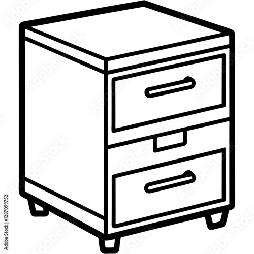 Furniture Filing Cabinet Vector Illustration – Clipart, Line Art & Cartoon Design, Filing cabinet vector clipart – cartoon, line art, and detailed illustration for office or home use.