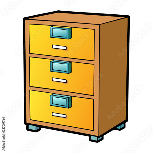 Furniture Filing Cabinet Vector Illustration – Clipart, Line Art & Cartoon Design, Filing cabinet vector clipart – cartoon, line art, and detailed illustration for office or home use.